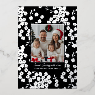 Foil Christmas Card Templates 2 Photo Floral Black