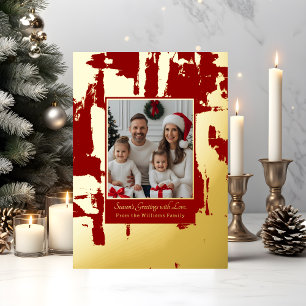 Foil Christmas Cards Template 2 Photo Abstract Red