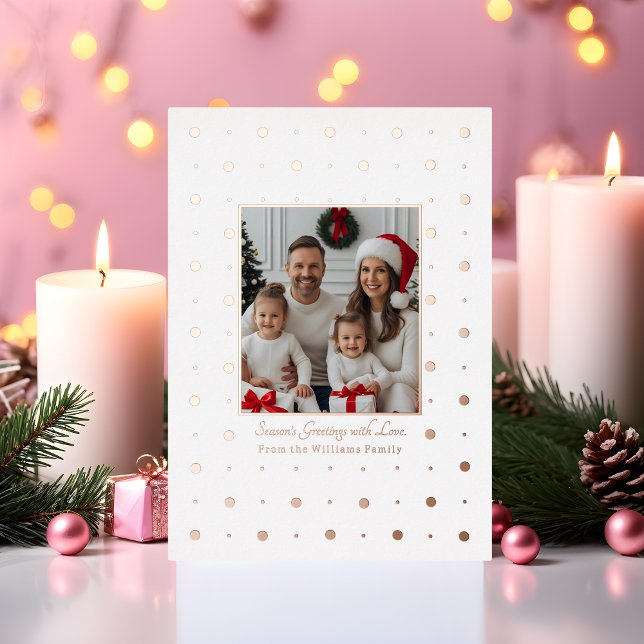 Foil Christmas Cards Template 2 Photo Rose Gold  (Creator Uploaded)