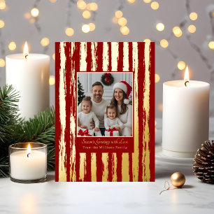 Foil Christmas Cards Templates Family 2 Photos 