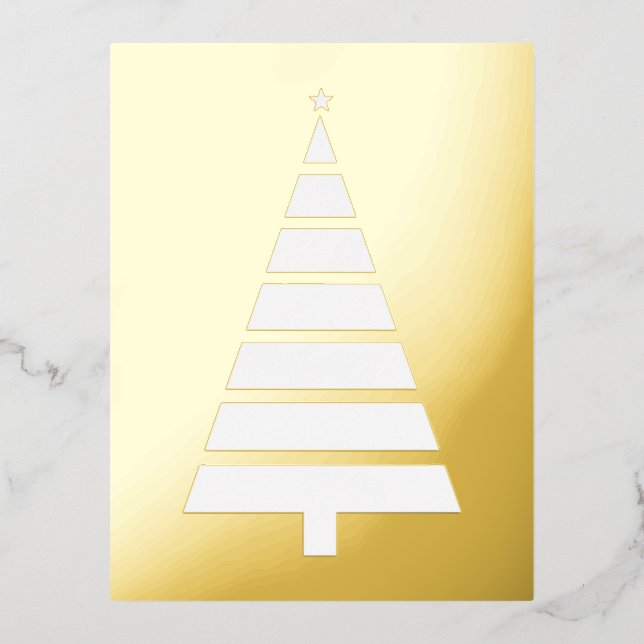 Foil Christmas Tree, Simple Design Foil Holiday Postcard (Front)