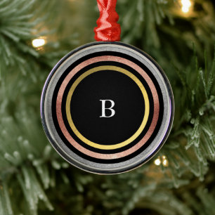 Foil Circle Family Monogram Metal Ornament