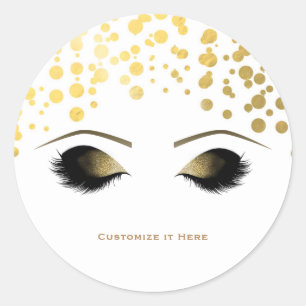 Foil Confetti Dots Gold Makeup Eyelashes Glam Classic Round Sticker