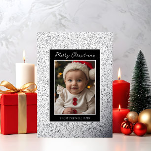 Foil Custom Baby First Christmas Card Holiday Luxe