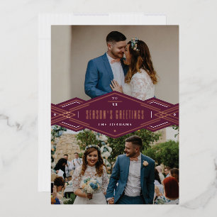 Foil Deco Band 2-Photo Holiday Card - Purple