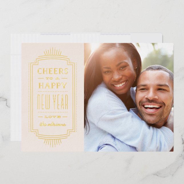 Foil Deco New Year's Holiday Card - Ivory (Envelope)