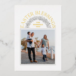 Foil Easter Blessings Wreath Arch Photo Card