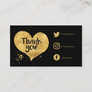 Foil effect heart Social Links Card for orders.