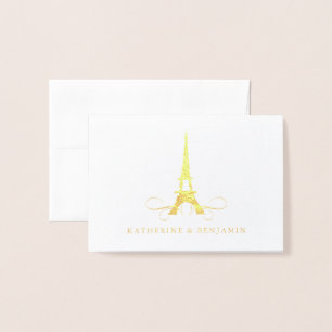 Foil Eiffel Tower Paris   Wedding Card