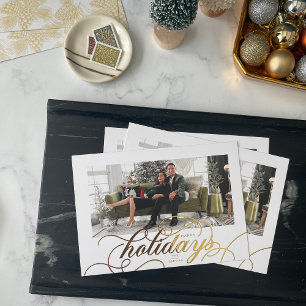 Foil Elegant Flourish Formal Script Holiday Photo