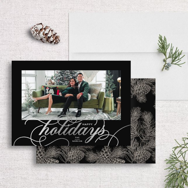 Foil Elegant Flourish Formal Script Holiday Photo (Creator Uploaded)