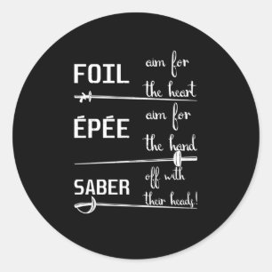 Foil Epee Sabre Definition Fencing Classic Round Sticker