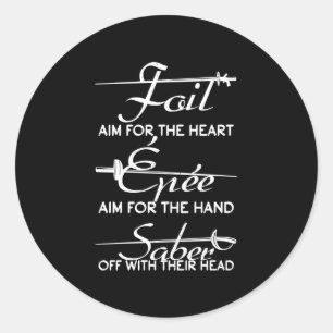 Foil Epee Sabre Fencing Sword Definition Fencer Classic Round Sticker