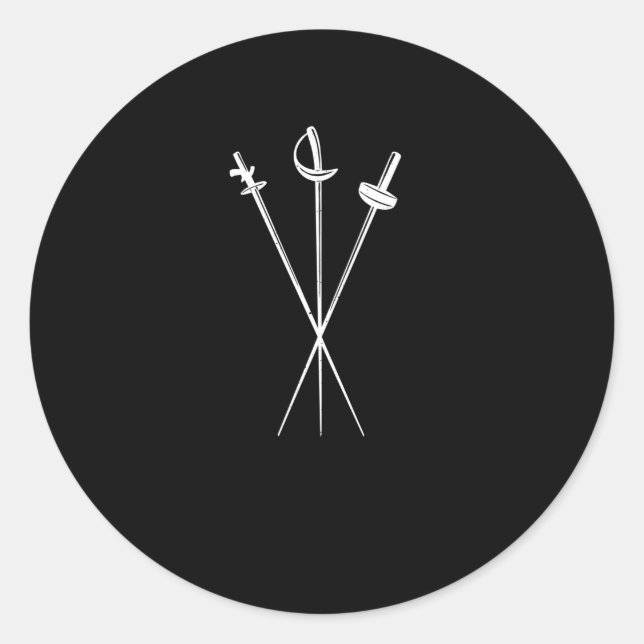 foil epee sabre swords fencing sword fighting classic round sticker (Front)