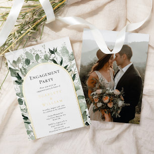 FOIL Eucalyptus Gold Simple Photo Engagement Party