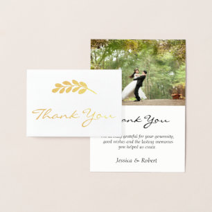 Foil Eucalyptus Wedding Photo Thank You Card