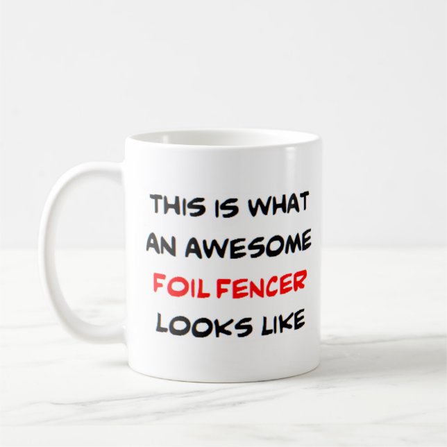 foil fencer, awesome coffee mug (Left)