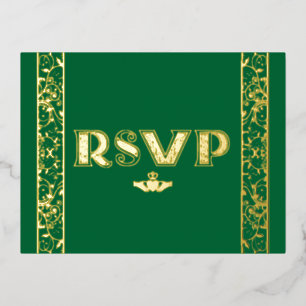 Foil Filigree, Claddagh RSVP Post Card