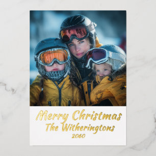 Foil flat personalised Christmas card