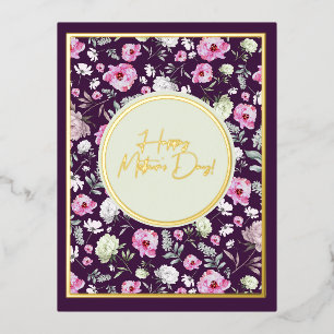 Foil Floral Mother's Day Holiday Postcard