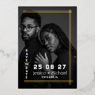 Foil Frame  Photo Wedding Save the Date Card
