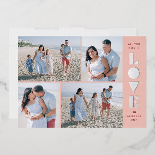 Foil Geo Love 4-Photo Valentine's Day Card - Peach