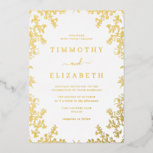 Foil Gold Floral Elegant Wedding Foil Invitation