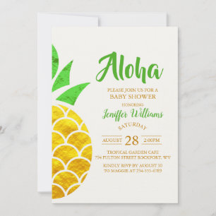 Foil Gold Geometric Pineapple   Baby Shower  Invitation