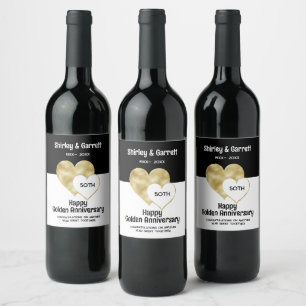 Foil Gold Hearts Wine Label