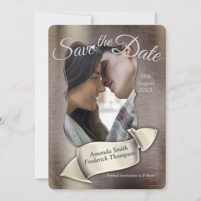 Foil-Gold-Silver-Brass Save the Date Invitation (Front)