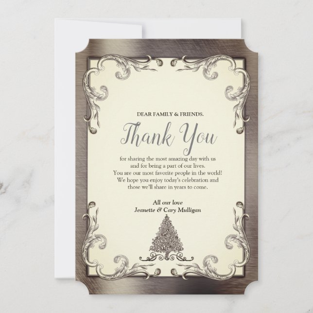 Foil-Gold-Silver-Brass Vintage Thank You Card (Front)