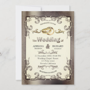 Foil-Gold-Silver-Brass Vintage Wedding Invitation