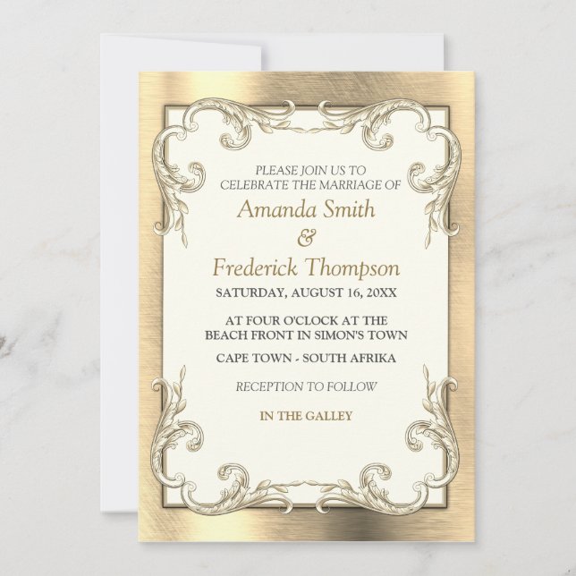 Foil-Gold-Silver-Brass Wedding Invitation (Front)