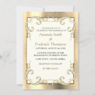 Foil-Gold-Silver-Brass Wedding Invitation