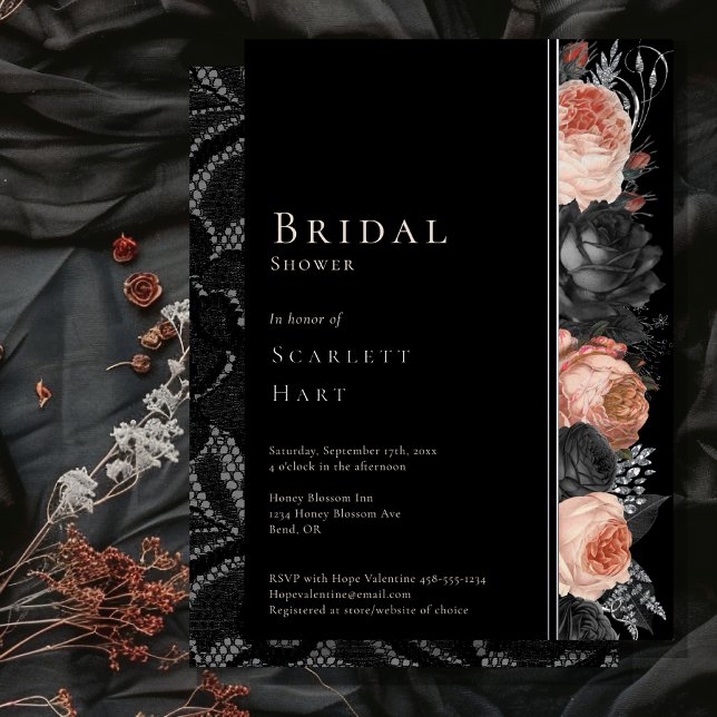 FOIL Gothic Vintage Black Blush  Bridal Shower (Creator Uploaded)