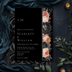 FOIL Gothic Vintage Black Blush Monogram Wedding