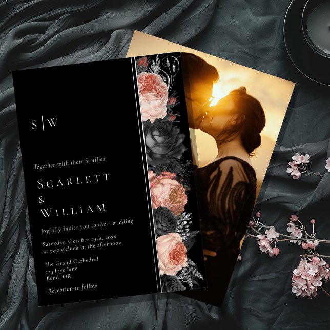 FOIL Gothic Vintage Black Monogram Photo Wedding (Creator Uploaded)