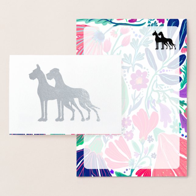 Foil Great Dane floral Pattern inside  Card (Display)