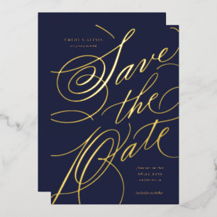 Foil Hand Lettering Save the Date Card