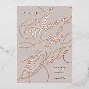 Foil Hand Lettering Save the Date Card