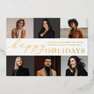 Foil Happy Holidays 6 Photo Business Holiday Card