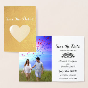 Foil Heart Engagement Photo Save the Date Card