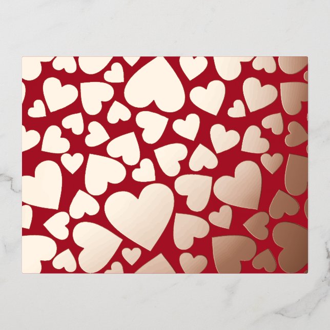 Foil Hearts Valentine  Foil Holiday Postcard (Front)
