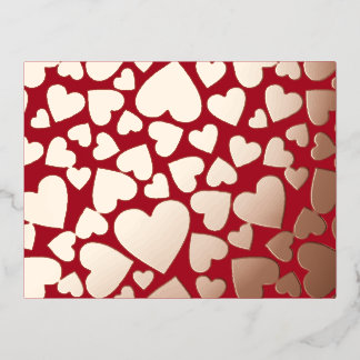 Foil Hearts Valentine Holiday Postcard