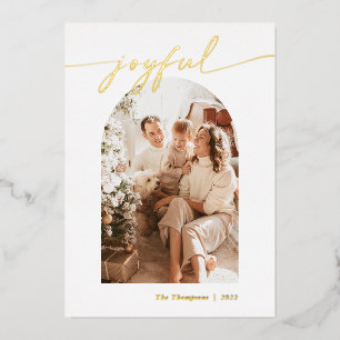 Foil Holiday Card, Joyful Photo Christmas Card