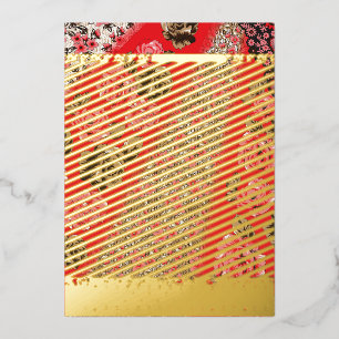 Foil Holiday Card   Luxury Red Floral Elegance