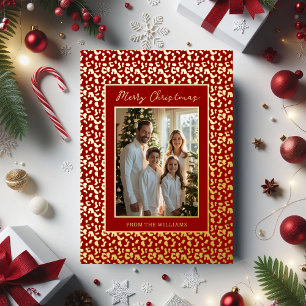 Foil Holiday Editable Christmas Card Template Red