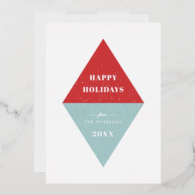 Foil Holiday Geometric Christmas Card - Red (Envelope)