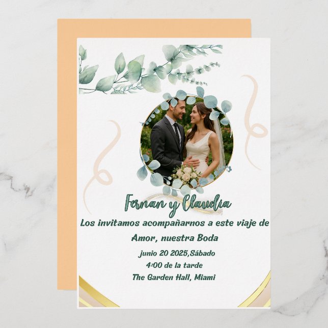  Foil invitacion de ensueno Boda (Front/Back)