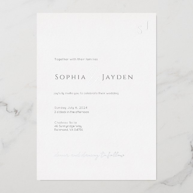 Foil Invitation Flat Card Minimalist Elegant (Front)